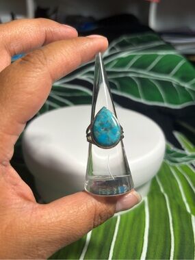 Sterling Silver Teardrop Turquoise Ring - Blue Stone